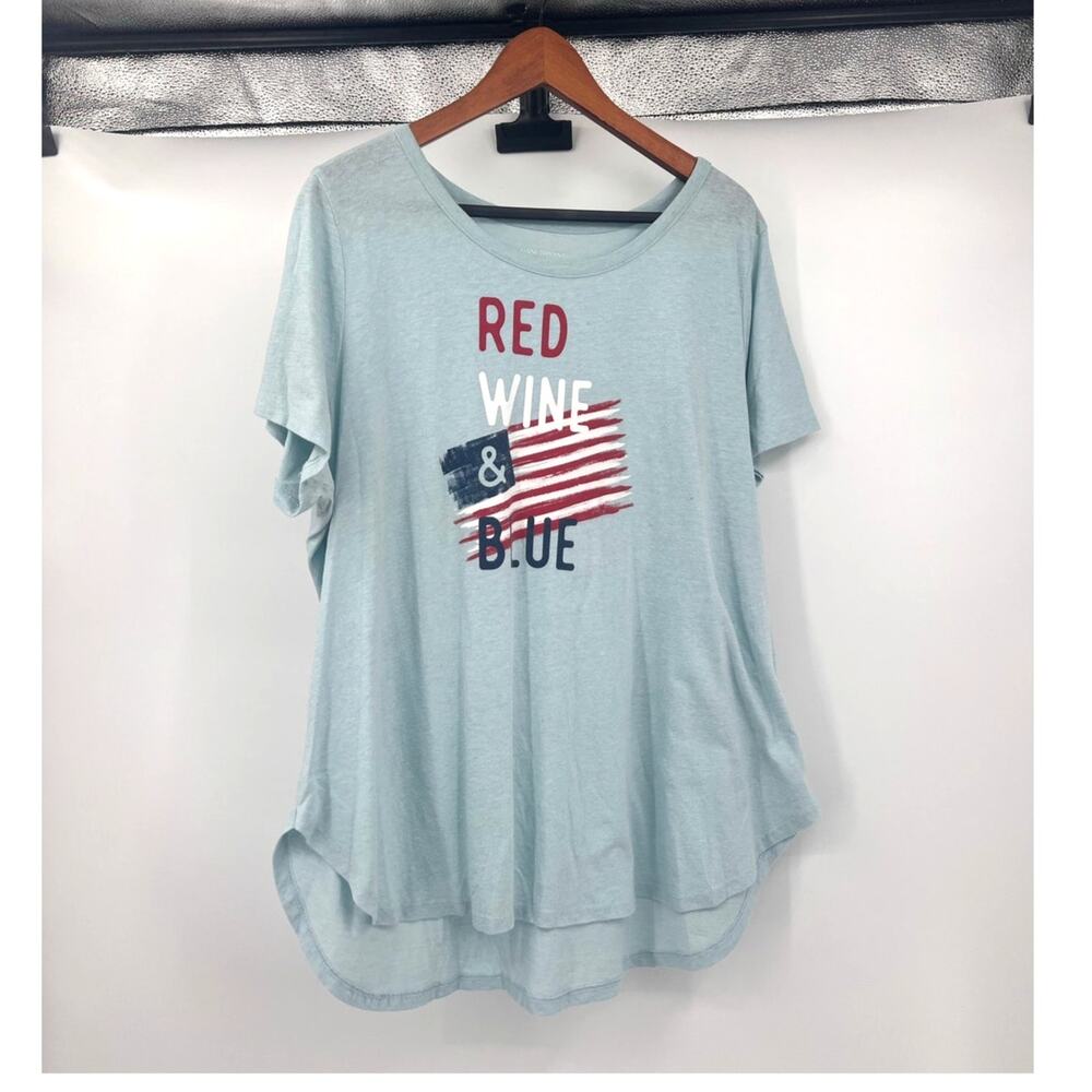 Lane Bryant womens 18/20 blue fourth of July Red Wine & Blue t shirt patriotic